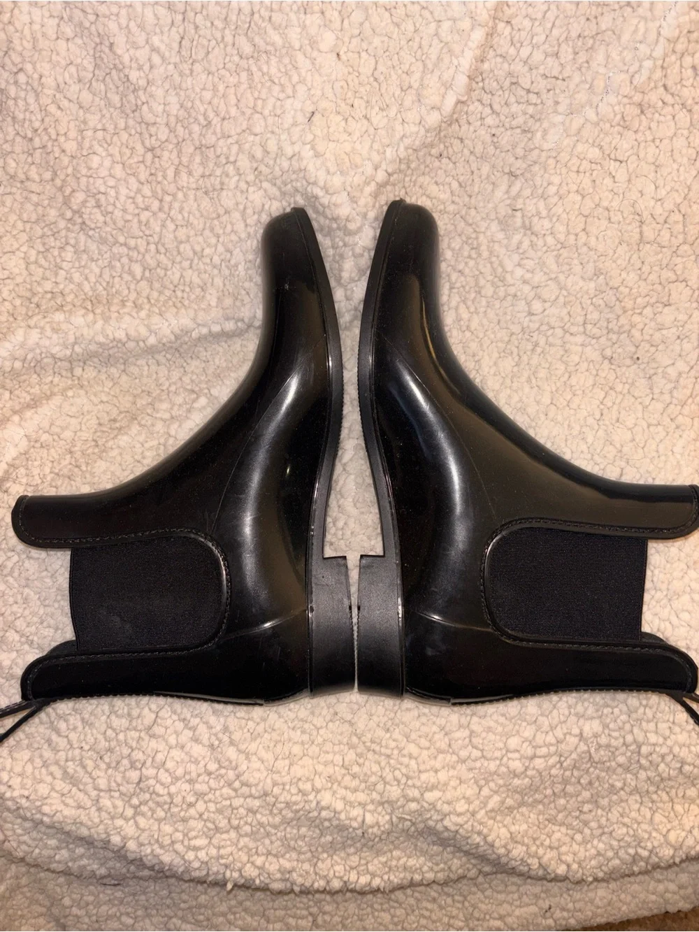 J.Crew Black Glossy Chelsea Rain Boots Women’s Size 10 US